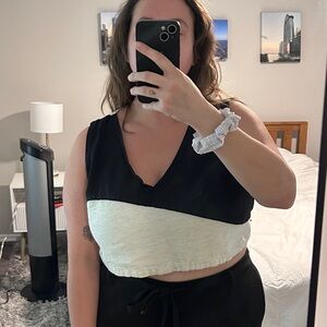 Color Block Black & Cream Top